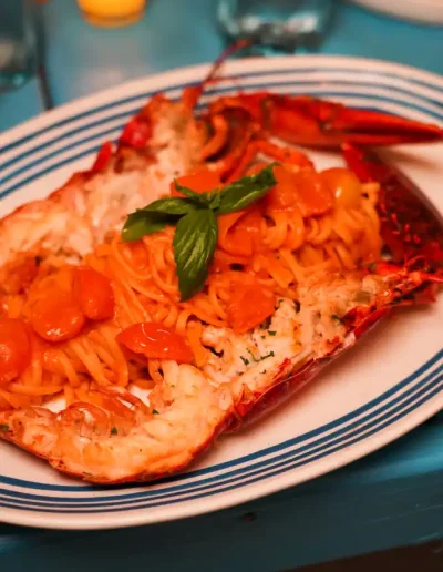Lobster spaghetti, pure italian flavor at Cafe del Mar Miami Beach